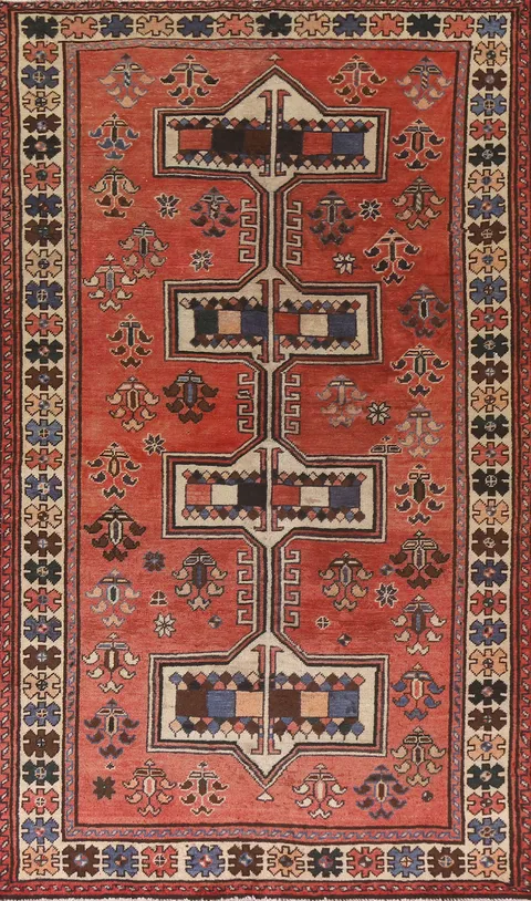 Vintage Wool Bakhtiari Persian Area Rug 5x9