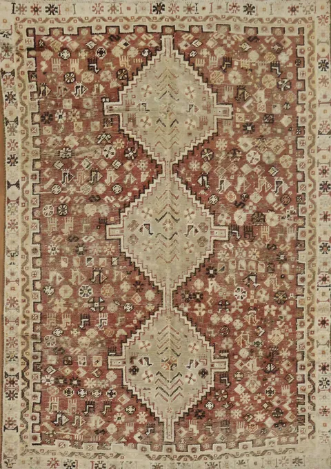 Tribal Geometric Qashqai Persian Area Rug 6x9