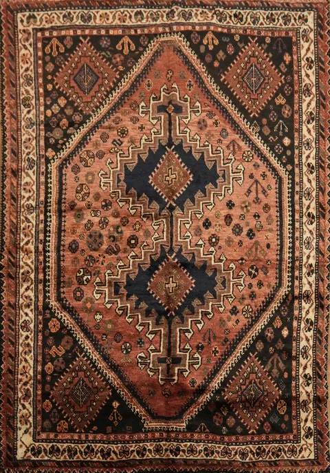 Tribal Wool Qashqai Persian Area Rug 5x8