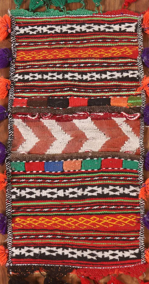Vintage Multicolor Saddle Bag Oriental Rug 1x3