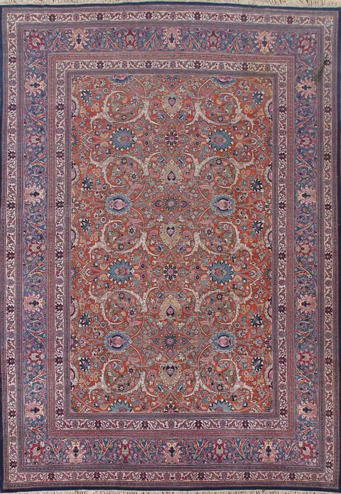Pre-1900 Vegetable Dye Mashad Persian Area Rug 9x12