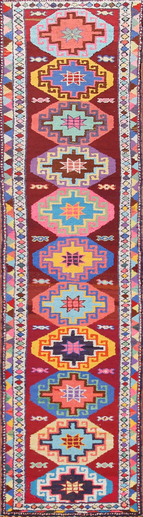 100% Silk Anatolian Turkish Runner Rug 3x13