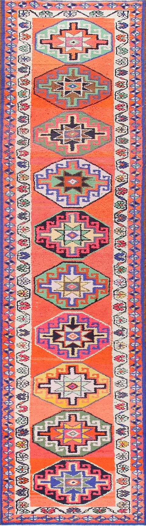 Handmade Tribal Anatolian Turkish Runner Rug 3x14