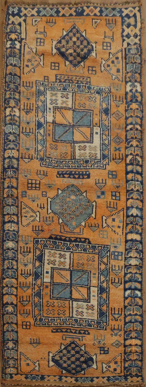 Vintage Wool Oushak Turkish Runner Rug 4x10