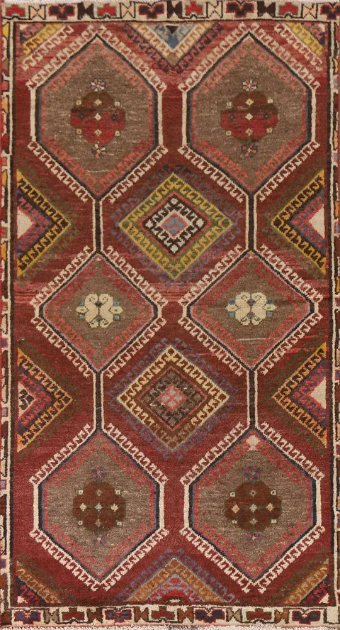 Geometric Hamedan Persian Rug 4x7
