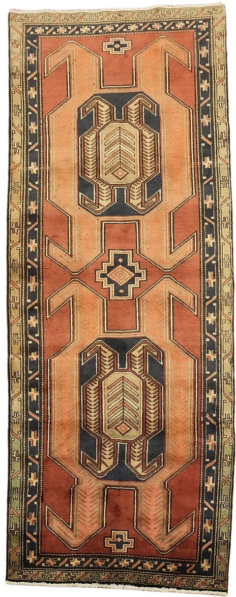 Geometric Meshkin Persian Runner Rug 4x10