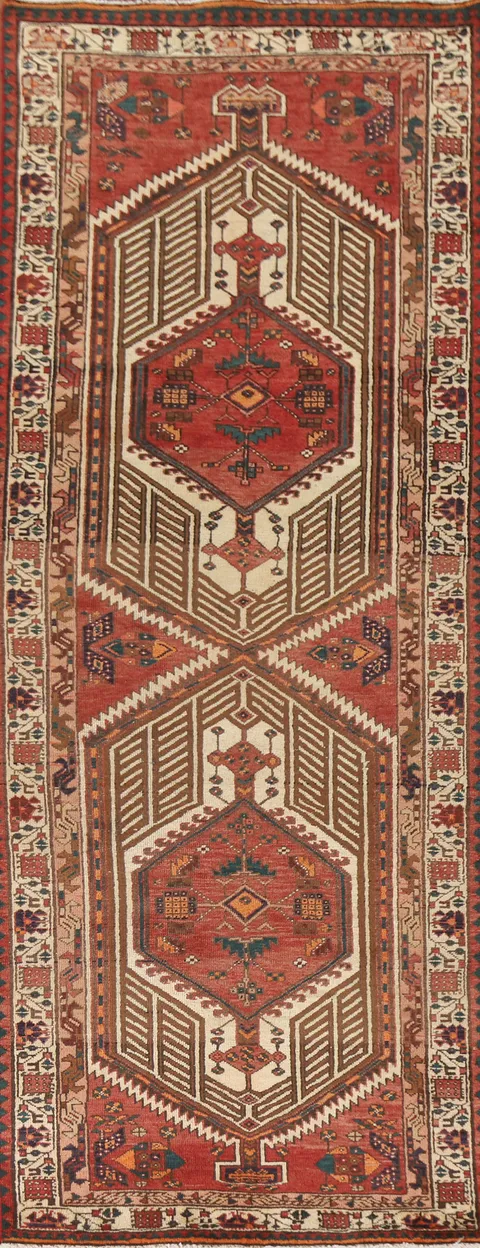 Handmade Wool Ardebil Persian Runner Rug 3x11