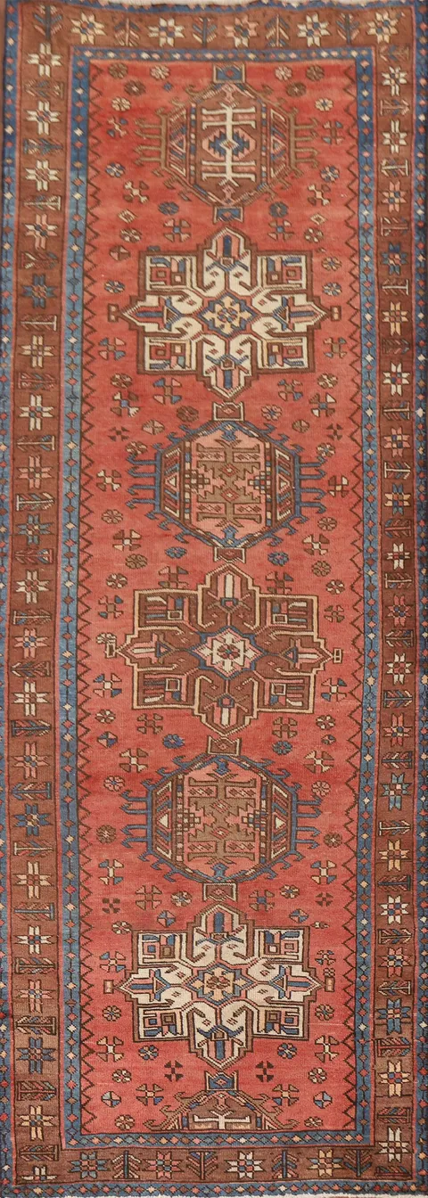 Geometric Heriz Persian Runner Rug 3x11