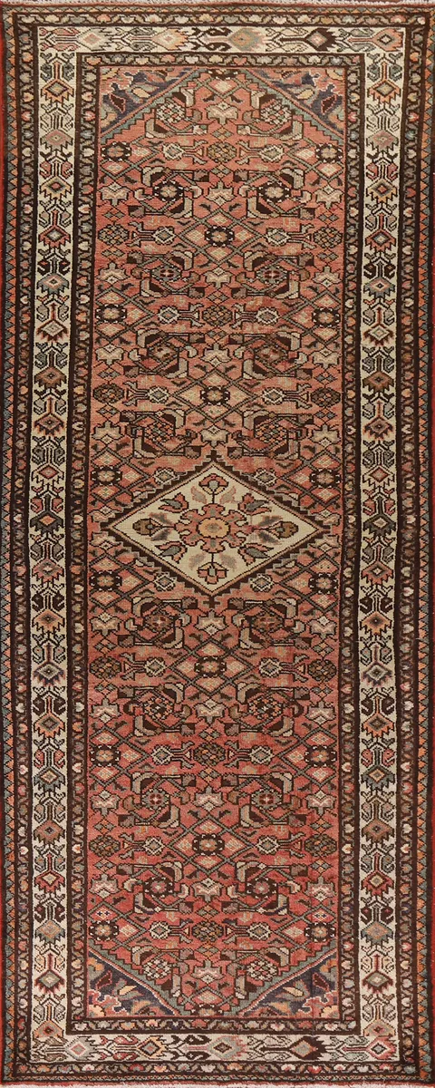 Geometric Hamedan Persian Runner Rug 4x11