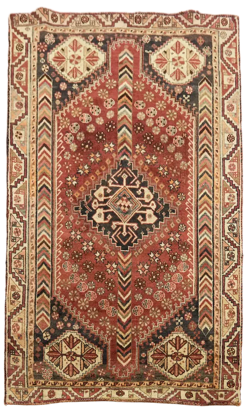 Vintage Wool Shiraz Persian Accent Wool Rug 4x6