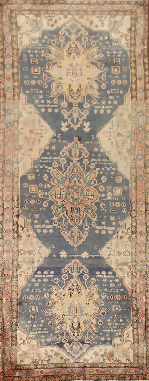 Vegetable Dye Heriz Serapi Persian Runner Rug 4x12