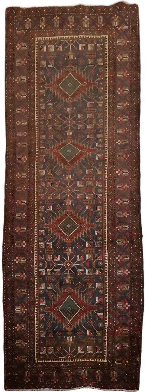 Traditional Oriental Rug with Intricate Tribal Patterns 4x10