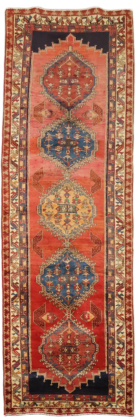 Traditional Tribal Ardebil Persian Runner for Long Corridors 4x11 ft
