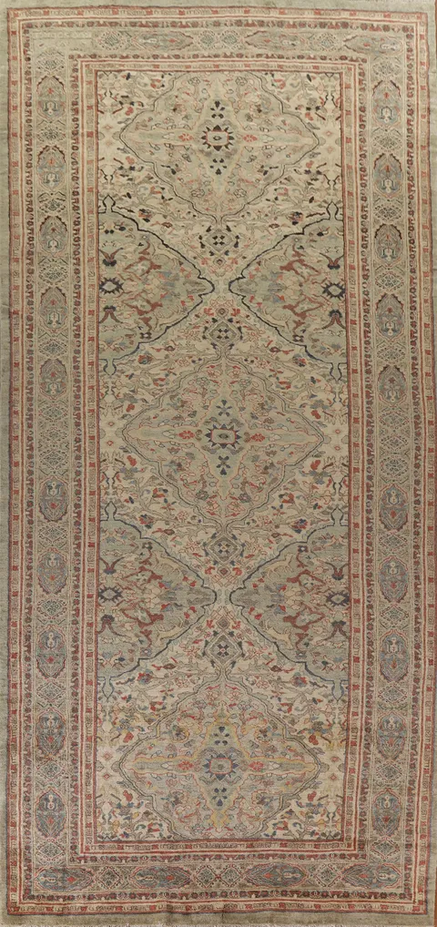 Large Sultanabad Vegetable Day Persian Rug 9x19