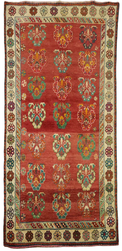 Vintage Vibrant Red Gabbeh Shiraz Persian Rug 4x8 ft