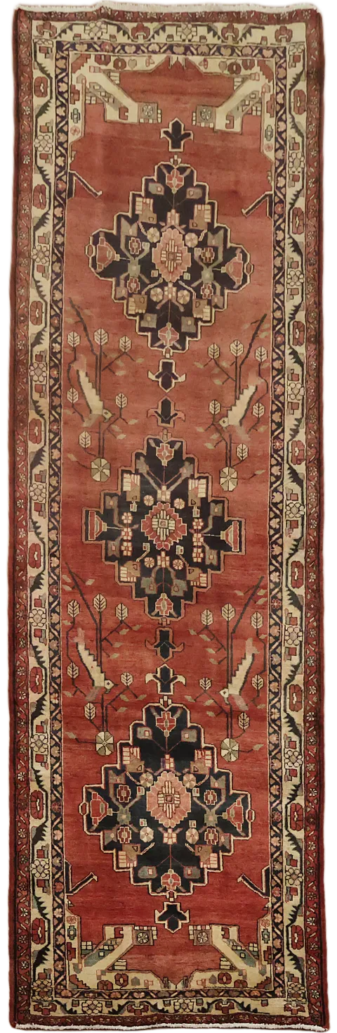 Vintage Wool Ardebil Persian Runner Rug 4x11