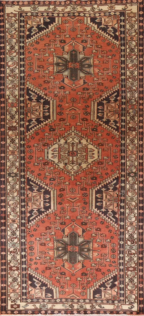Vintage Wool Ardebil Persian Runner Rug 4x11