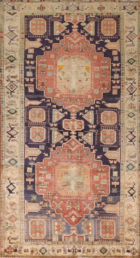 Navy Blue Ardebil Persian Area Rug 5x9