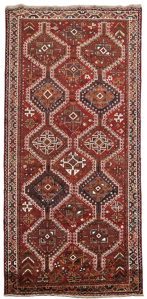 Vintage Geometric Qashqai Persian Area Rug 5x9