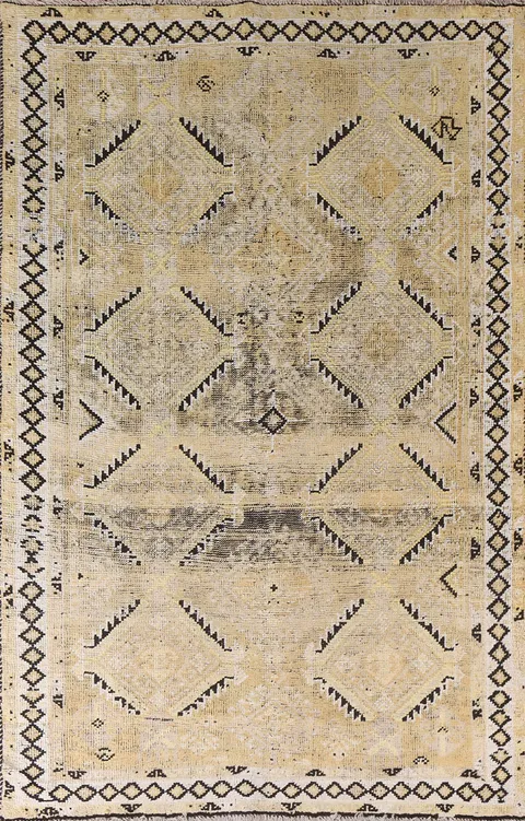 Antique Distressed Gabbeh Persian Rug 5x8