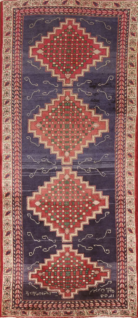 Navy Blue Tabriz Persian Runner Rug 3x10