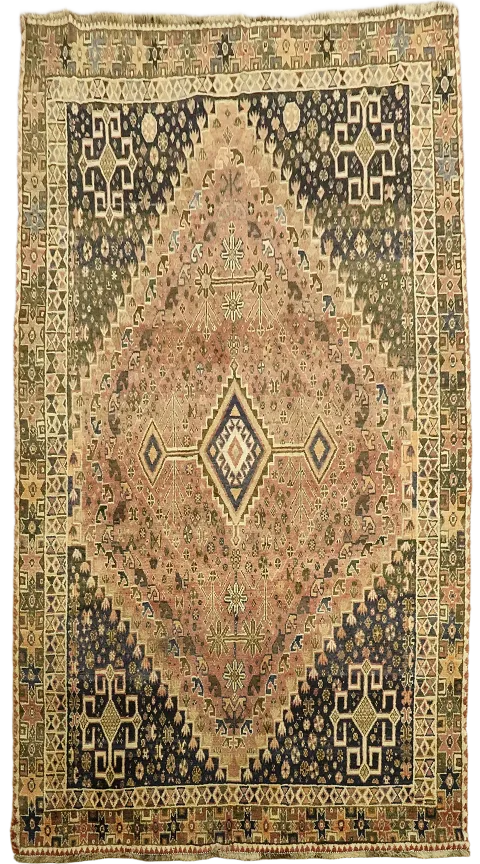 Vintage Wool Shiraz Persian Area Rug 5x8