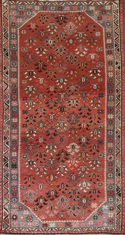 Geometric Zanjan Persian Runner Rug 4x9