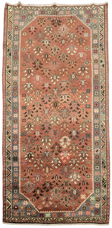 Geometric Zanjan Persian Runner Rug 4x9
