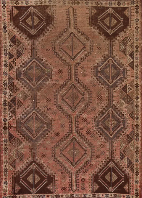 Pre-1900 Antique Qashqai Persian Rug 5x7
