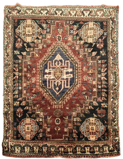 Geometric Red Shiraz Persian Rug 4x5