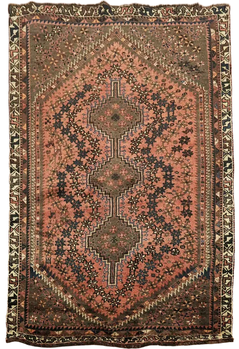 Vintage Wool Qashqai Persian Rug 5x6