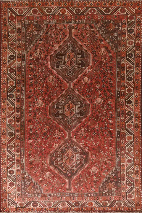 Vintage Wool Qashqai Persian Area Rug 5x9