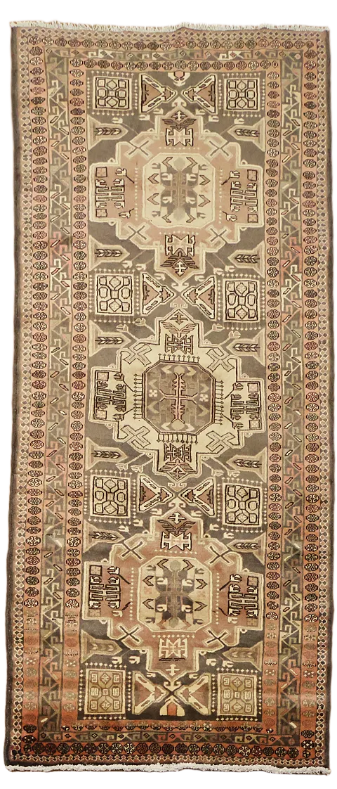 Handmade Wool Ardebil Persian Runner Rug 4x10