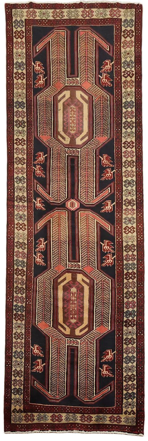 Tribal Ardebil Persian Runner Rug 4x11