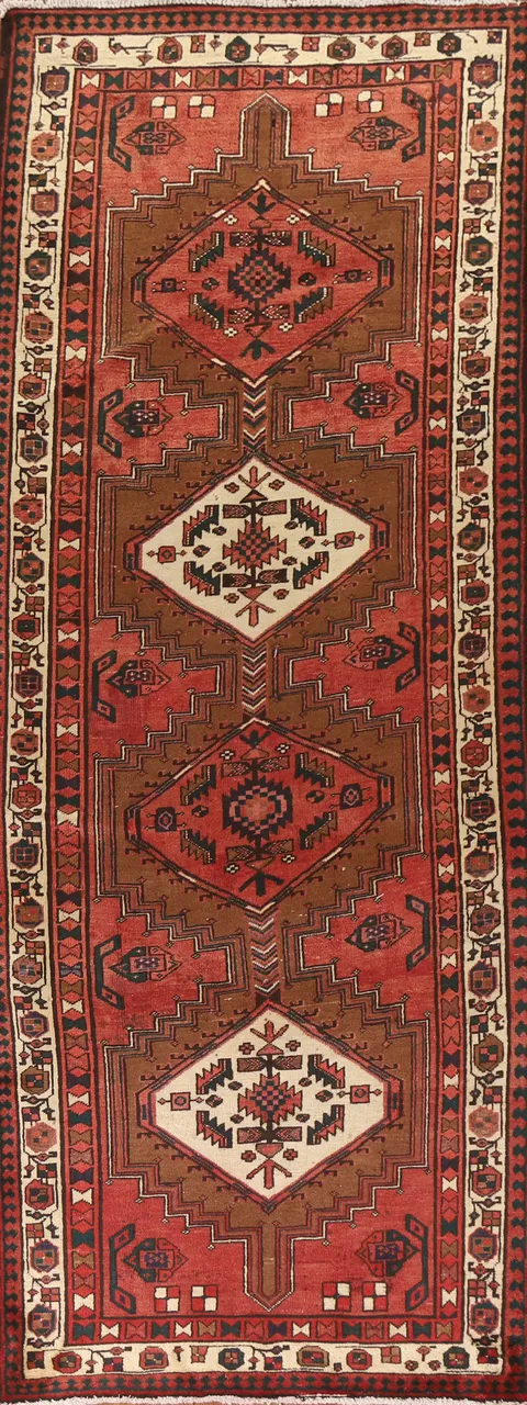 Handmade Wool Ardebil Persian Runner Rug 4x11