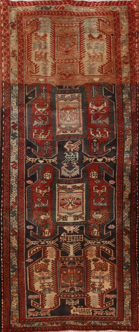 Vintage Tribal Meshkin Persian Runner Rug 4x10