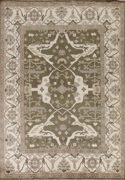 Handmade Green Oushak Oriental Area Rug 9x12