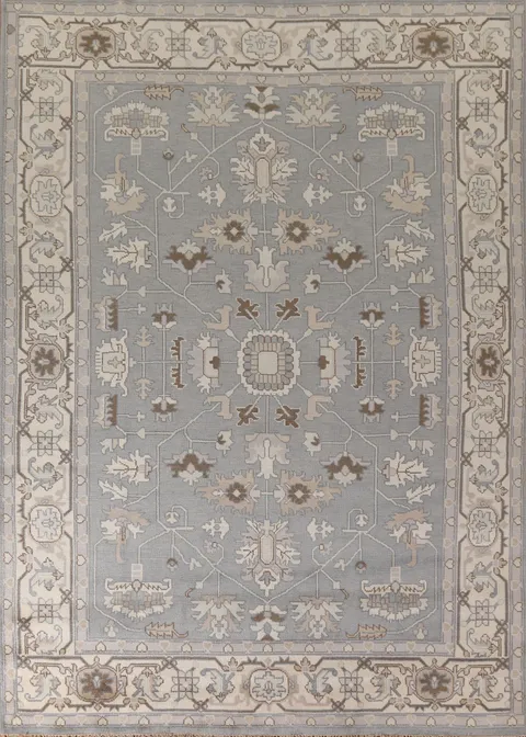 All-Over Gray Oushak Indian Living Room Rug 9x12