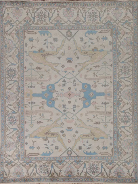 Ivory Wool Oushak Indian Area Rug 8x10