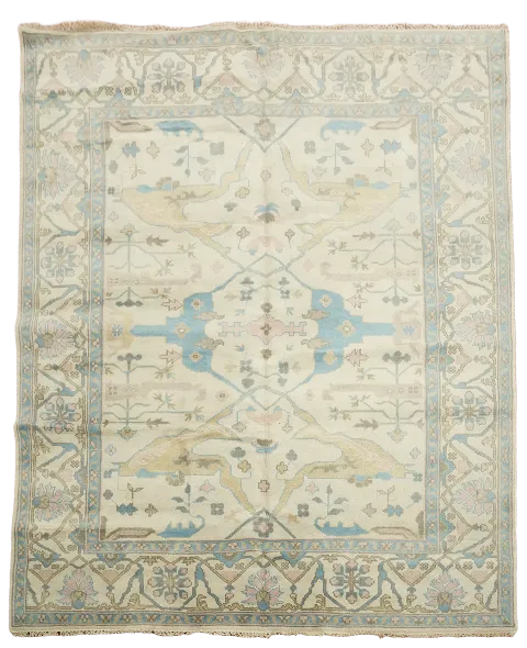 Ivory Wool Oushak Indian Area Rug 8x10