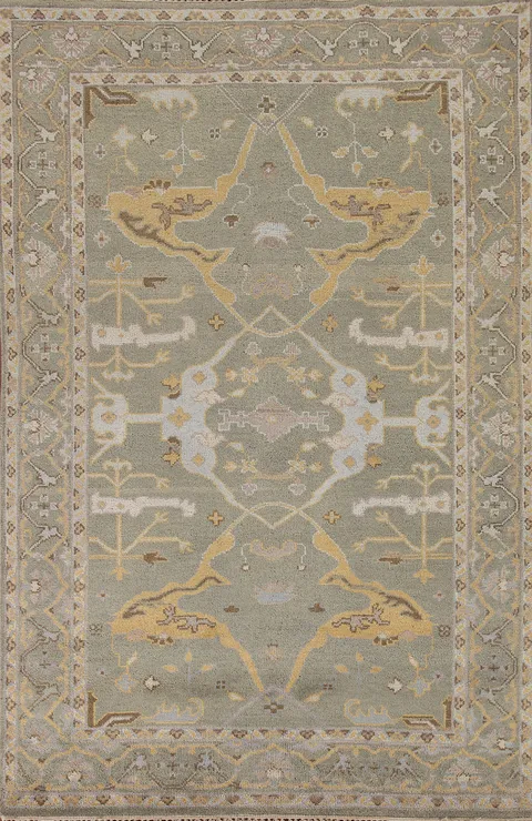 Handmade Green Oushak Indian Area Rug 6x9