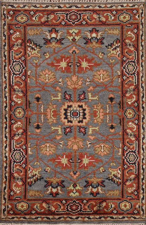 Gray Wool Heriz Serapi Indian Rug 3x5