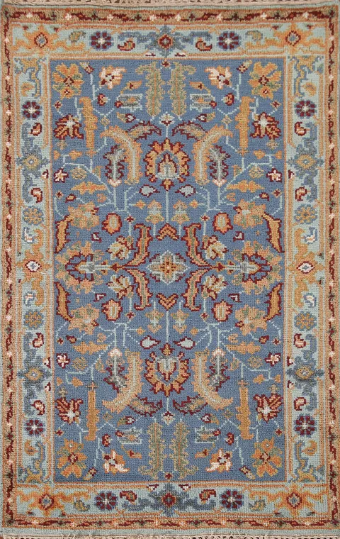 Blue Floral Heriz Serapi Oriental Rug 3x5