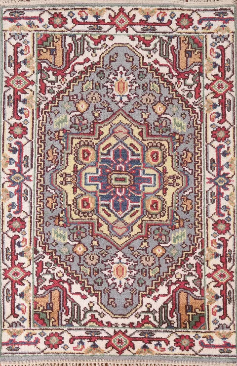 Gray Wool Heriz Serapi Indian Rug 3x5