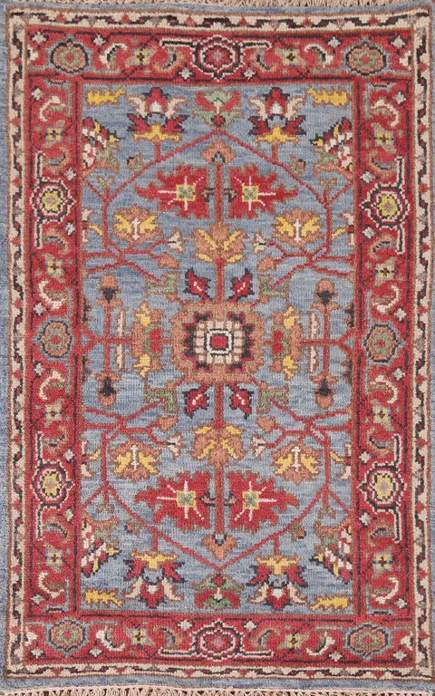 Blue Floral Heriz Serapi Oriental Rug 3x5