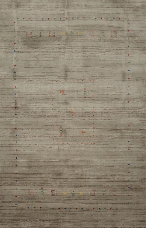 Versatile Gabbeh Area Rug With a Blend of Subtle Design Elements 6x8