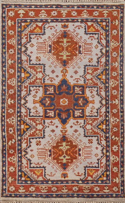 Geometric Heriz Serapi Indian Accent Rug 3x5