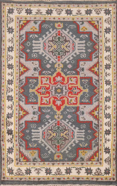 Gray Geometric Heriz Serapi Oriental Rug 3x5