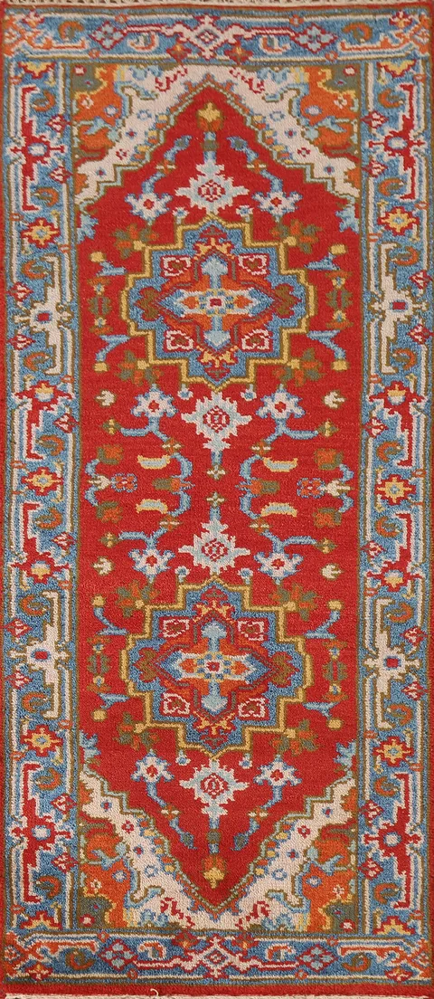 Red Heriz Serapi Oriental Runner Rug 2x6