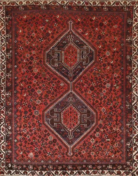 Vintage Wool Qashqai Persian Rug 5x6